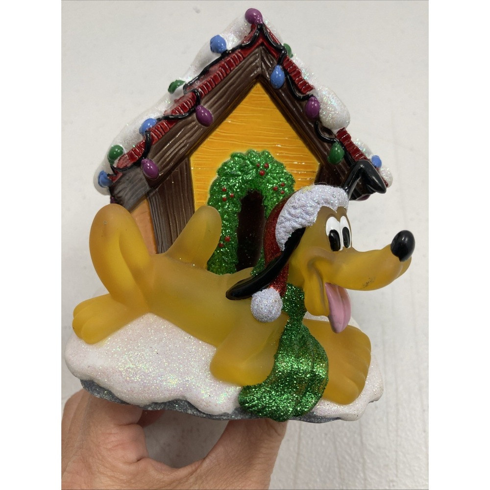 Pair Of Vtg Disney Pluto & Mickey Mouse Plug In‎ Nightlight Christmas Glitter - Picture 2 of 13